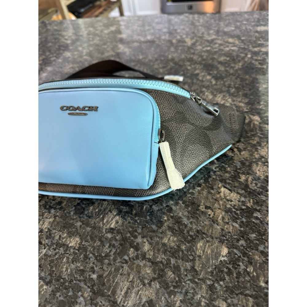 Coach Racer Small Belt Bag Blue And Black Leather $328 Satchel Purse - Picture 4 of 11